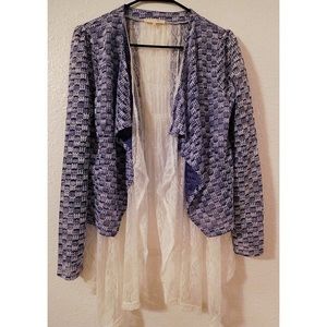Blue and White Lace Cardigan